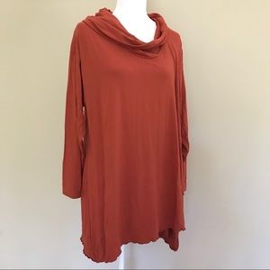 Soft Surroundings 1X burnt orange cowl neck tunic